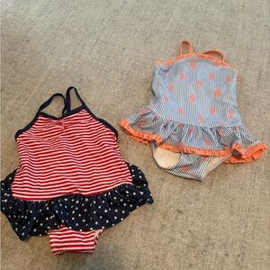 Gymboree American Flag and Seahorse swimsuit bundle